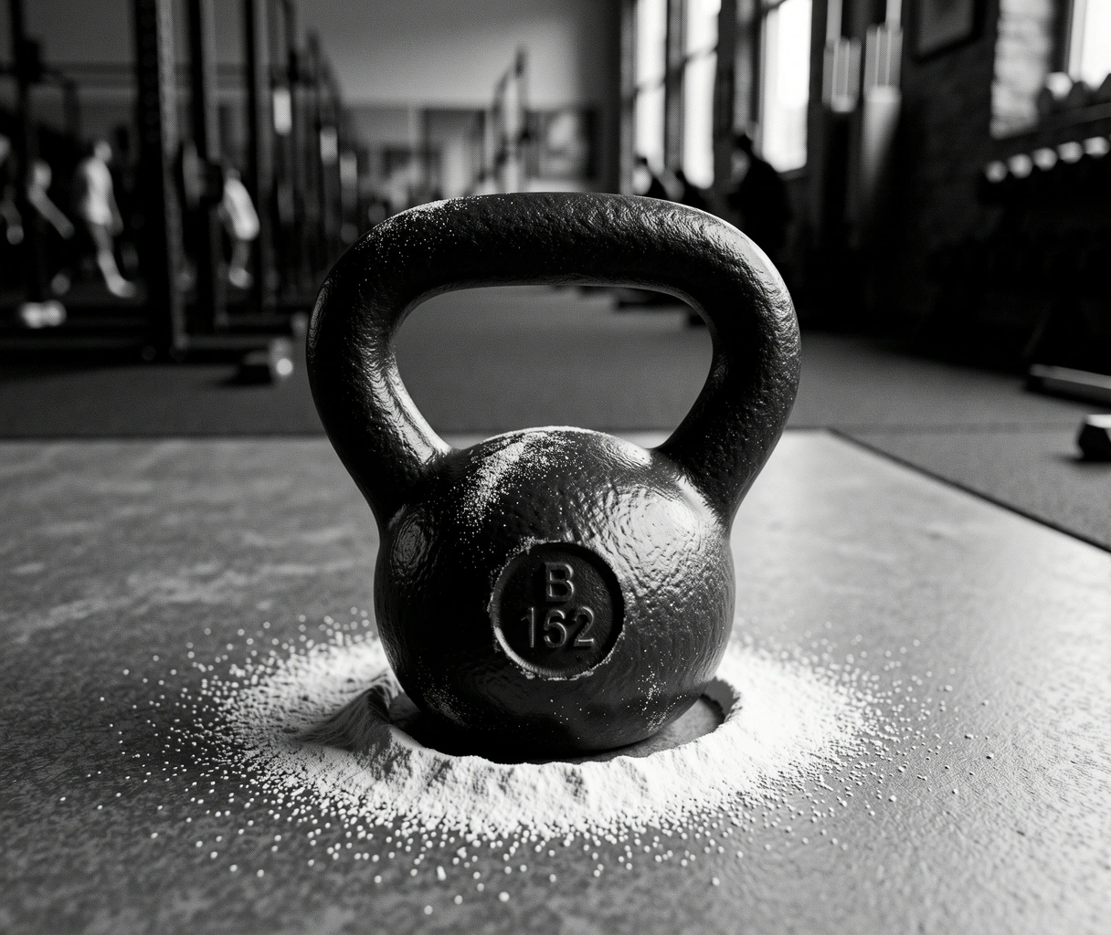 Betonowa tekstura i żeliwny odważnik kettlebell